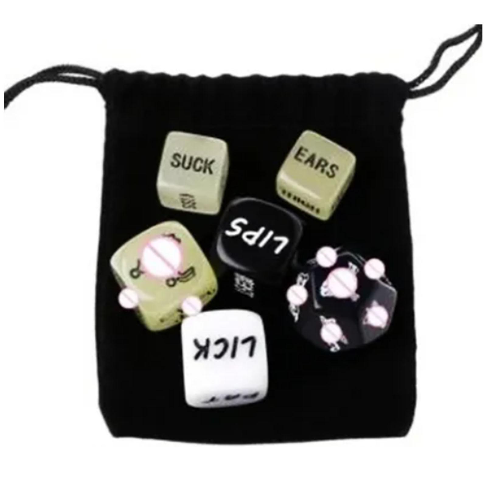 

Couple Dice Adult Colorful Funny Portable Polyhedral Challenges Dice with Cloth Bag for Lover