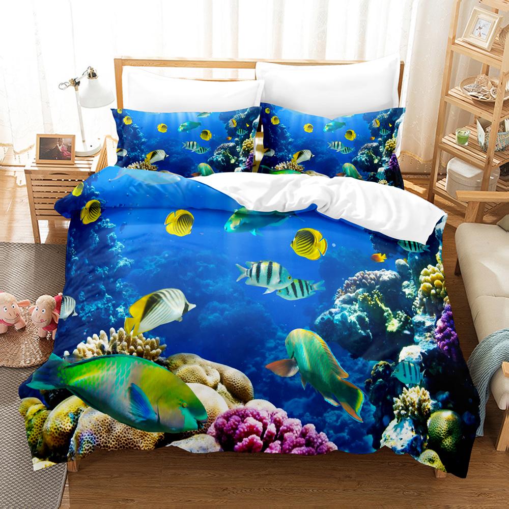 3D Print Undersea World Bed Linen Set King Size Duvet Cover Bedroom Bedding Home Textile Double Kid Quilt Cover Dropship