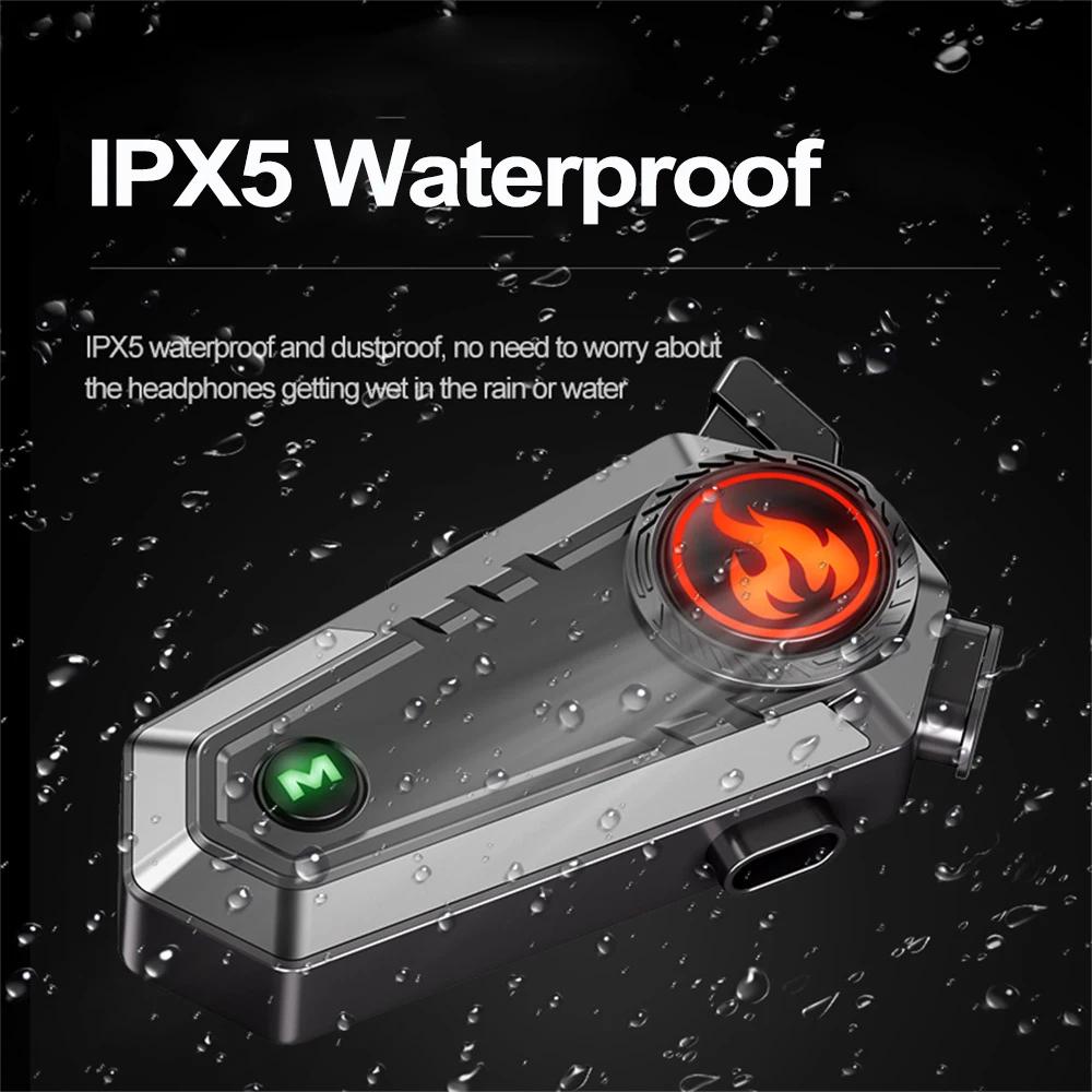 500m Motorcycle Intercom Helmet Headset 1000mah V5.3 Bluetooth Wireless Interphone Waterproof Intercomunicador Speaker Earphone