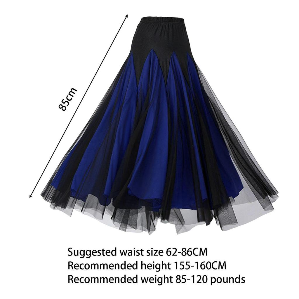 Women Ballroom Dance Skirt Latin Dance Dress Long Swing Skirt for Latin Stage Performance Party Dance Practice Competition Show