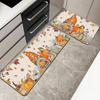 Pumpkin Kitchen 2-Piece Flannel Rug Halloween Non-Slip Entryway Bathroom Doorway Dirty Resistant Home Decorating