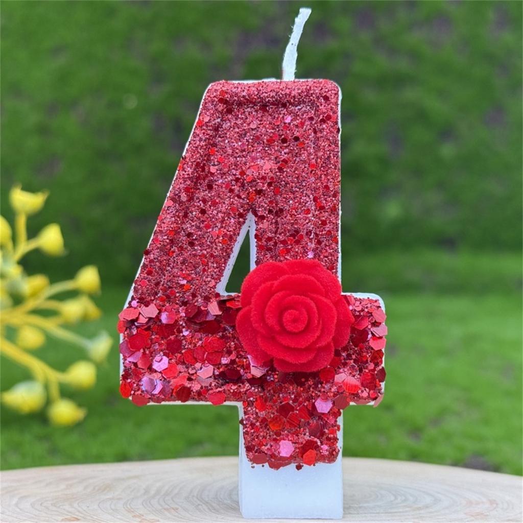 1PCS Red Romantic Rose Digital Candle Birthday Cake Decoration 0-9 Number Candle Valentine's Day Party Accompaniment Gift