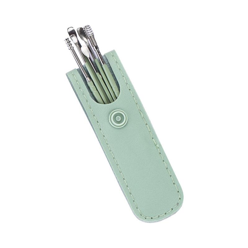 6-Piece Spiral Earwax Cleaner Set with Leather Case