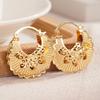 Scalloped Edge Heart Hollow Filigree Hoop Huggie Earrings Ethnic New Chinese Style Women Jewelry