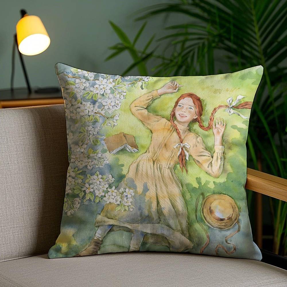 Anne of G-Green Gables Pillow Case Home Dorm Chair Back Short Plush Double-sided Printing Office Nap Time Cushion Cover