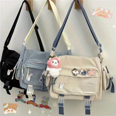 1pc Harajuku Crossbody Bags for Women High School Girls Messenger Bag Patchwork Handbags School Book Bag Shoulder Bag
