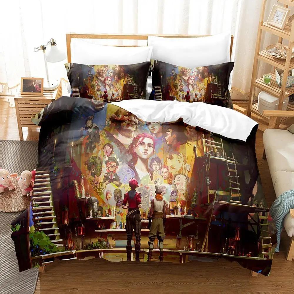 New Jinx Lol Bedding Set Single Twin Full Queen King Size Bed Set Aldult Kid Bedroom Duvetcover Sets 3D Anime Bed Sheet Set