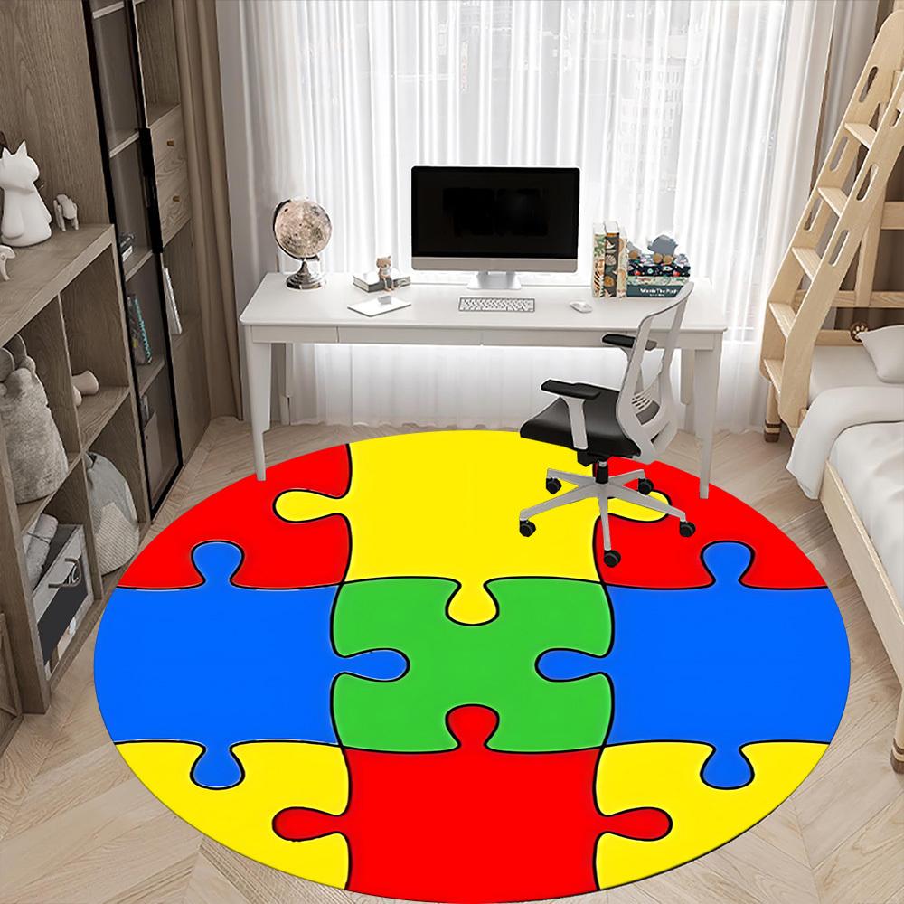 1PC Puzzle Circle Chair Carpet for Office Non-Slip, Lightweight, Machine Washable Rug for Office, Sleeping, Room - Holiday Decoryy251009137