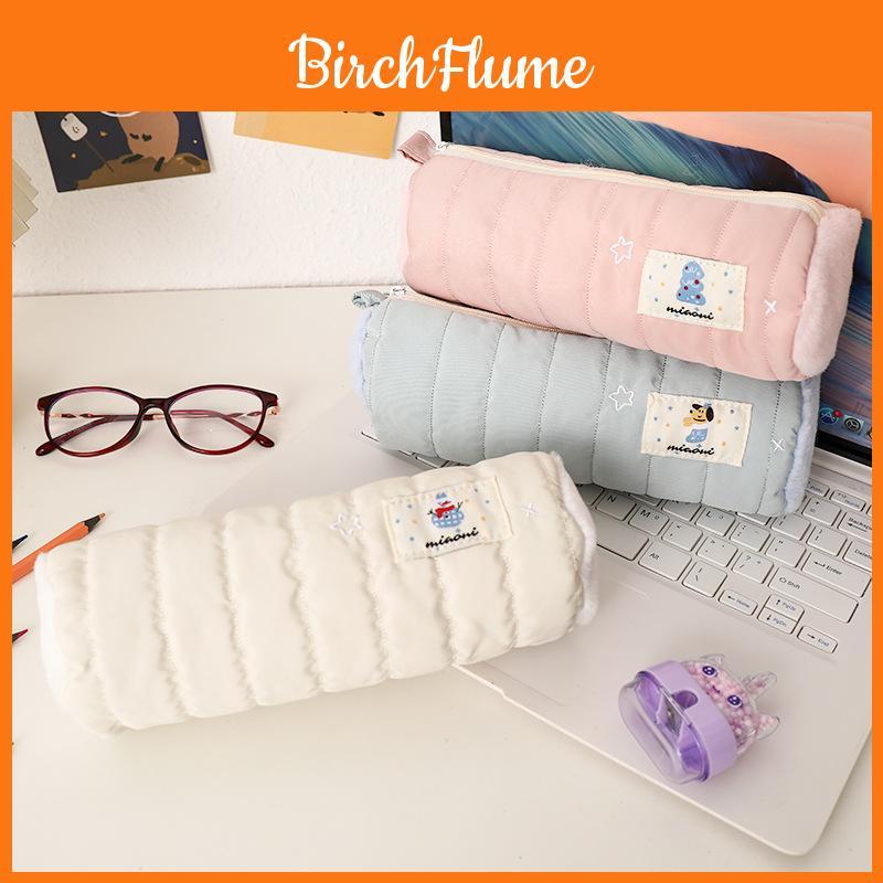 Style Large Capacity Pencil Case With Plush Snowman Design For Students And Office Use