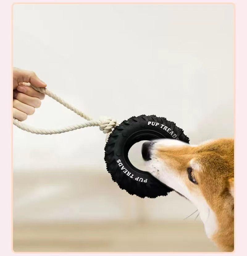 Pet Dog Toy: Durable Rubber Tire for Large Dogs - Interactive, Bite-Resistant, and Teething-Friendly