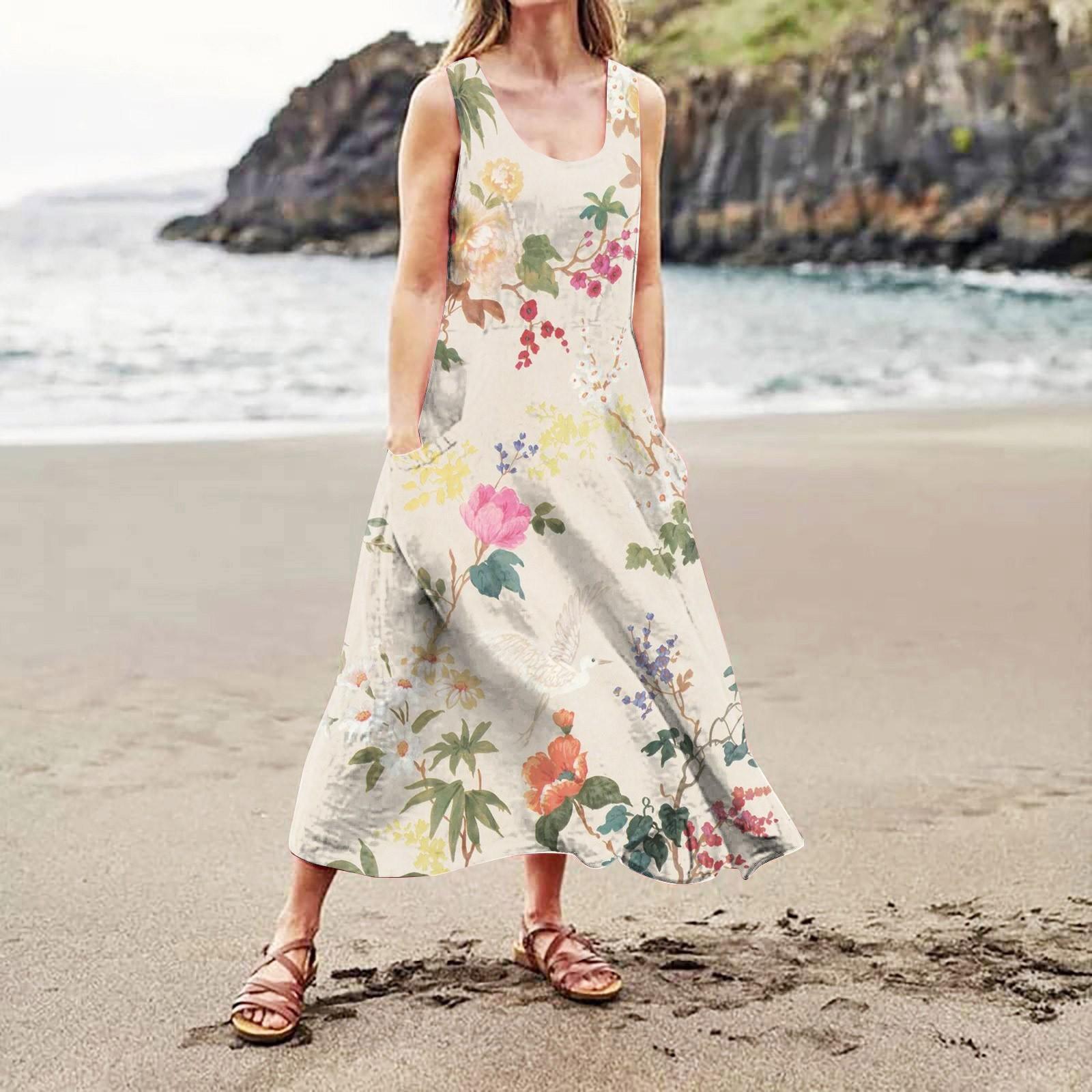 

Женское повседневное удобное хлопковое карманное платье без рукавов с градиентным принтом XXXXXL