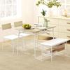 4-Piece Dining Table Set with Chairs and Bench for 4 People, Upholstered Seats, Steel Frame, Wood, Oak