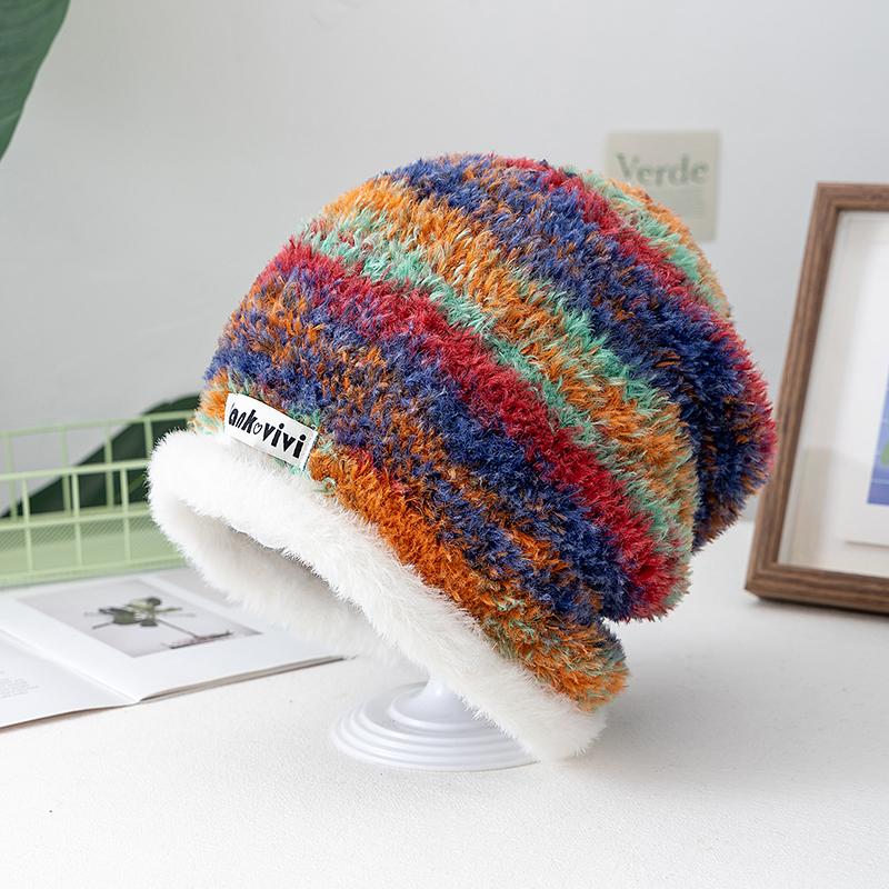 New Loose Dandy Hat Lazy Style Gradient Beanie Hat Fashion Winter Hats For Women Streetwear Multicolour Warm Hats For Girl