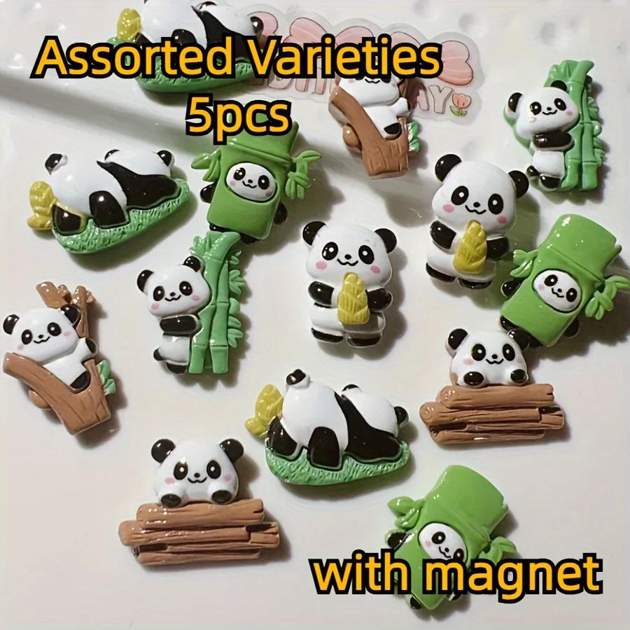 5pcs Polyresin Panda Refrigerator Magnets - Cute Decorative Fridge Magnet Set Office Kitchen Decor, Locker Accessories