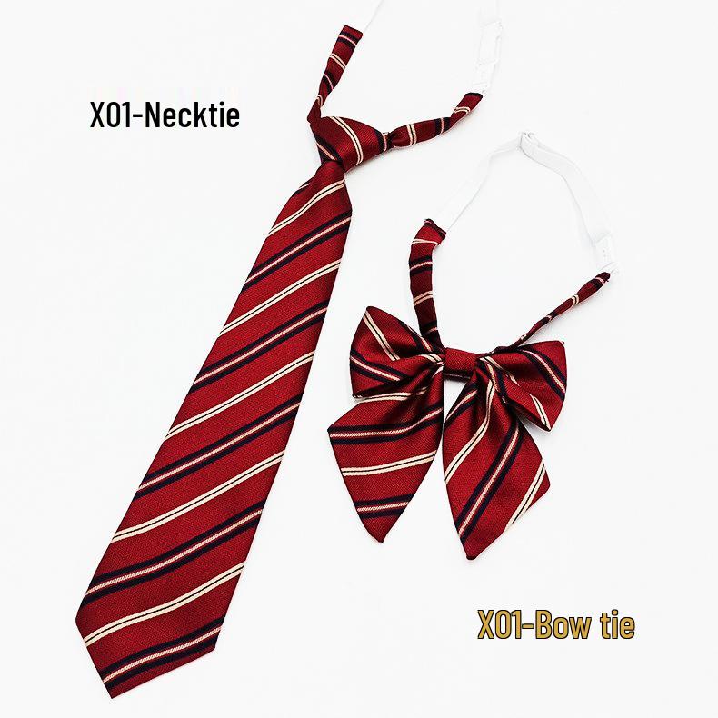 

Striped Collar Bow Tie Set - Fashionable No-Iron Women’s Accessory