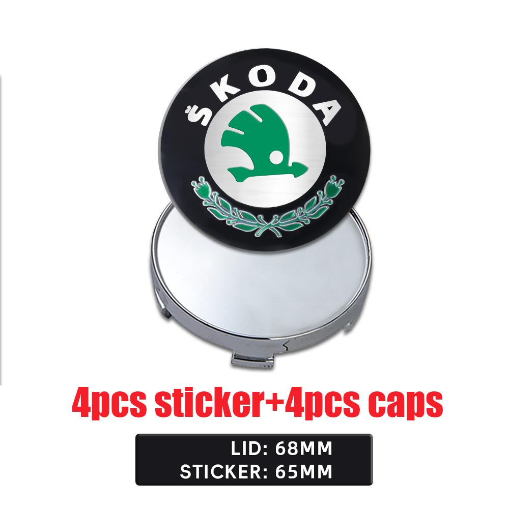 2025 Nowe 4 szt. 56/60/65/68 MM Naklejki na środkowe kołpaki do felg samochodowych Pokrywa felgi do Skoda Octavia A5 3 2 VRS Vision Kodiaq Favorit Rapi