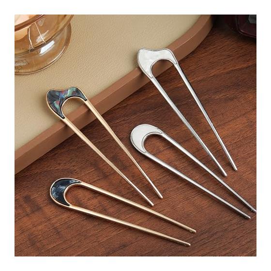 YINKE 6-Piece U-Shaped Hairpins, Simple Retro Hair Sticks for Updos, Formal & Casual Occasions, Wedding, Graduation, Party, Gift