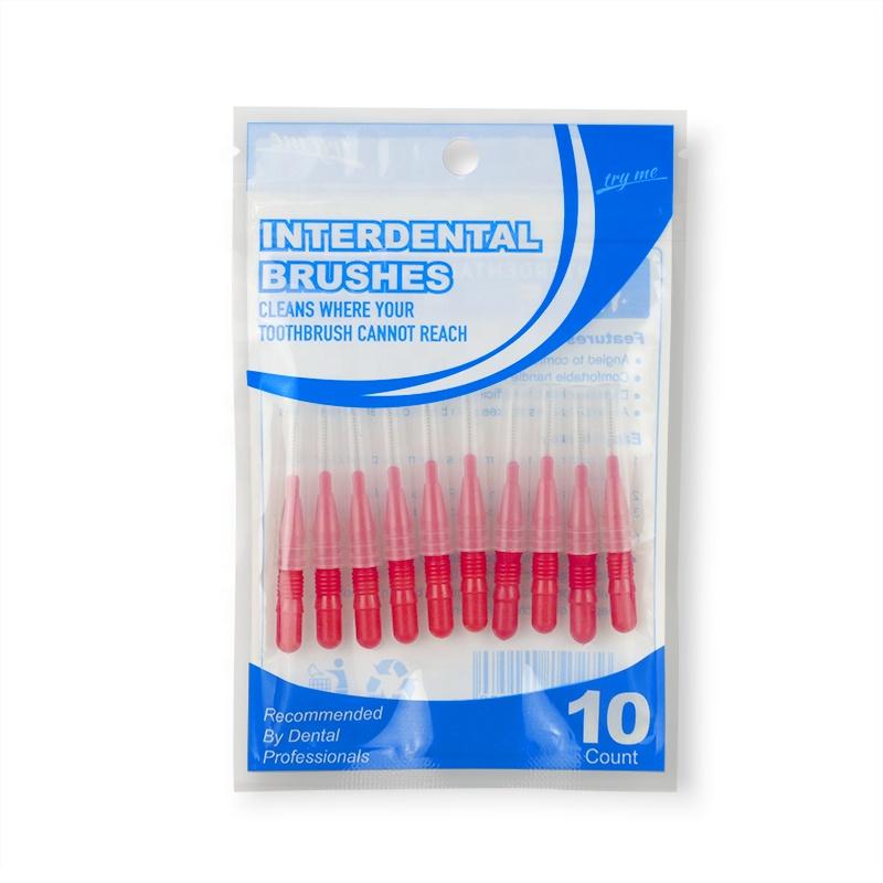 Private Label Soft Bristle I Shape Plastic Interdental Brush with Dental Floss Reusable Anti-Bacterial Clean синий