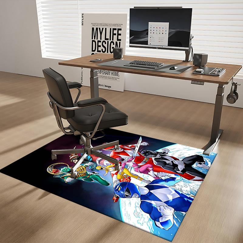 1 Stück Power Rangers Anime Cartoon Design Bürostuhlmatte Rutschfeste Teppichmatte für Heimdekoration, Wohnzimmer, Schlafzimmer, Spielzimmer - Perfektes Geschenk für Fans!T023