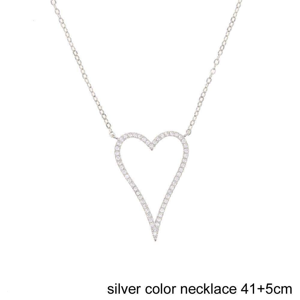 New High Quality Micro Pave White CZ Heart Charm Link Chain Necklace Minimal Delicate Lover Girlfriend Fashion Jewelry