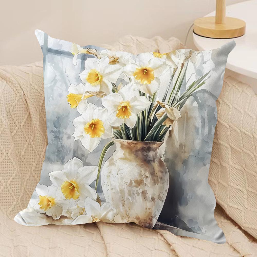 Wild Flower Cushion Cover Soft Plush Fabric DoubleSided Printed Cushion Covers for All Seasons Modern HomeDecor Gift