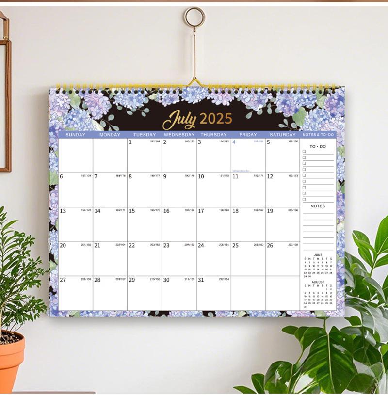 2025-2026 Wall Calendar 18 - Month Paper Calendar with Twin-Wire Binding + Thick Paper To-Do List and Notes for Office Home