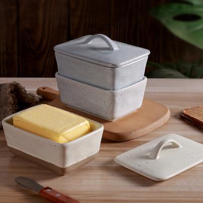 Vintage Ceramic Butter Box Butter Dish Square Cream Box with Lid Plate Multi Functional Cheese Storage Box Kitchen Accessories