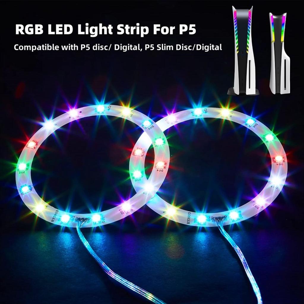 2025 New RGB LED Light Strip for / Slim Console, IR Remote/APP/USB 3 Methods, DIY Decoration Accessories