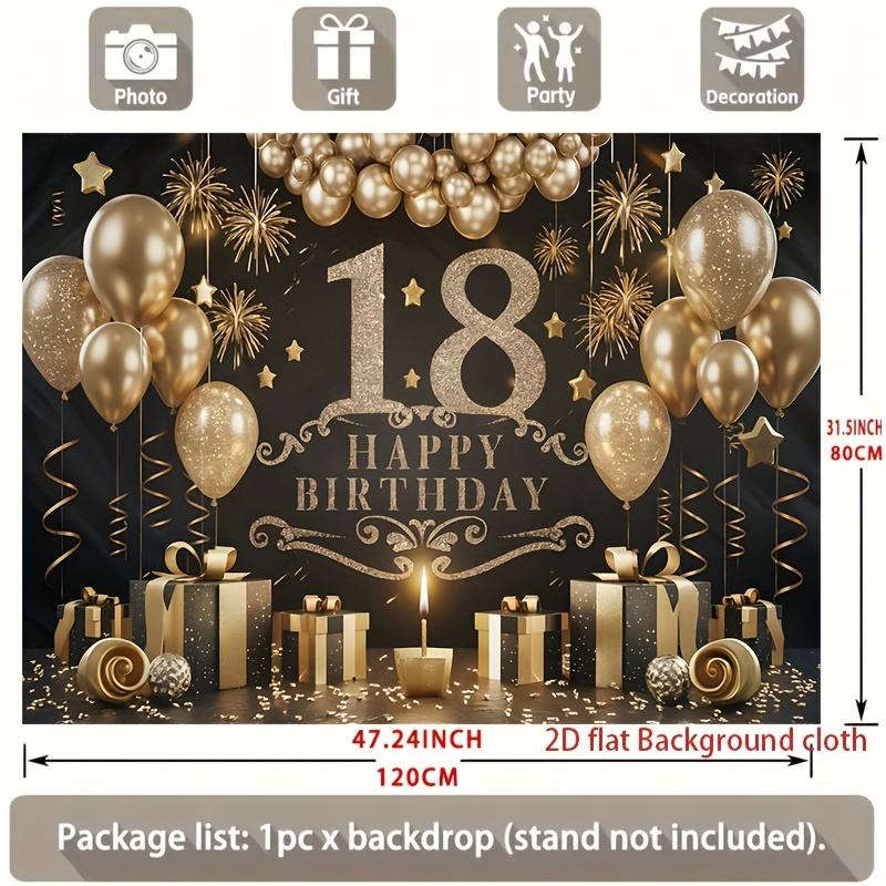 18th Birthday Party Backdrop Polyester Banner Photo Booth Decoration 96