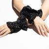 Braceletes Femininos Curtos Florais em Camadas Elásticos Punho com Babados Falsos Mangas com Babados Preto Branco Acessório de Fantasia Braceletes para Menina
