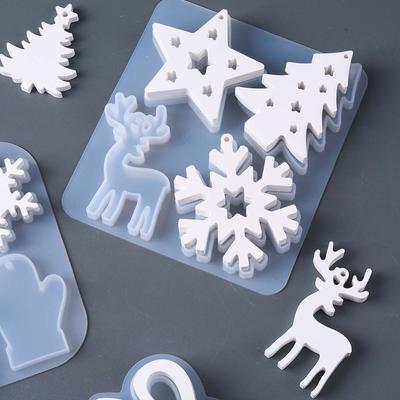 Colgante Serie Navideña Molde de Silicona DIY Árbol de Navidad Alce Nieve Guante Moldes de Fundición Yeso Resina Joyería Artesanías Kit para Hacer
