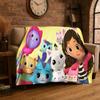 Cartoon Gabby Dollhouse Girl Flannel Blanket Soft Warm Throw Blanket for Bedroom Living Room Bed Travel Camping Picnic Kid