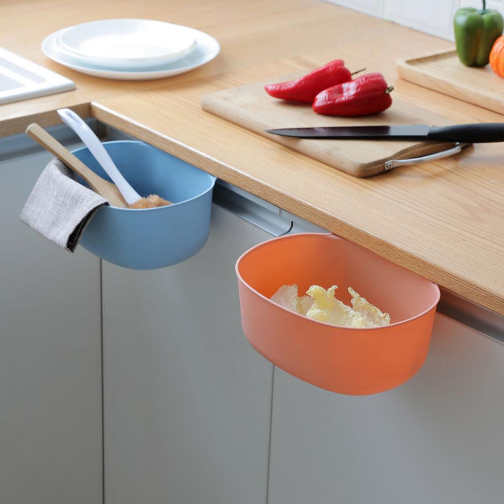Plastic Hanging Waste Bin Trash Reusable Kitchen Rubbish Suspension Cabinet Door Sink Rack Cleaning Tool Can Container