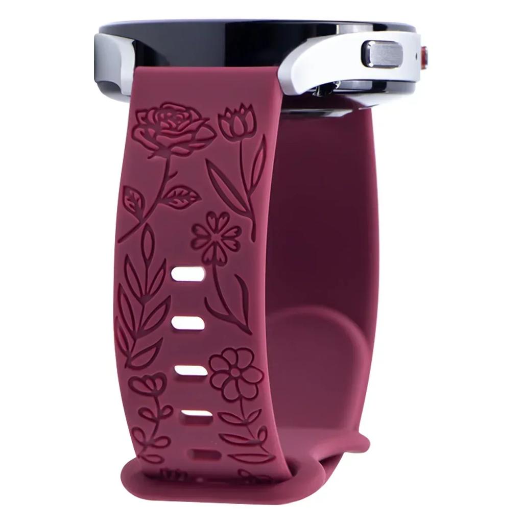 18mm 20mm 22mm Rose Engrave Band for Samsung Galaxy Watch 654 40mm 44mm Gear S3 Silicone Cute Strap Classic 43mm 45mm Active 2