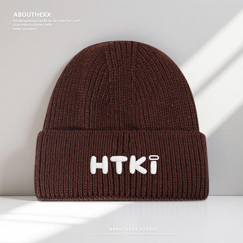 Autumn and Winter Warm Woolen Hat for Women with Letter Embroidery Outdoor Casual Ear Protection Woolen Hat Korean Version Versatile Knitted Cold Hat