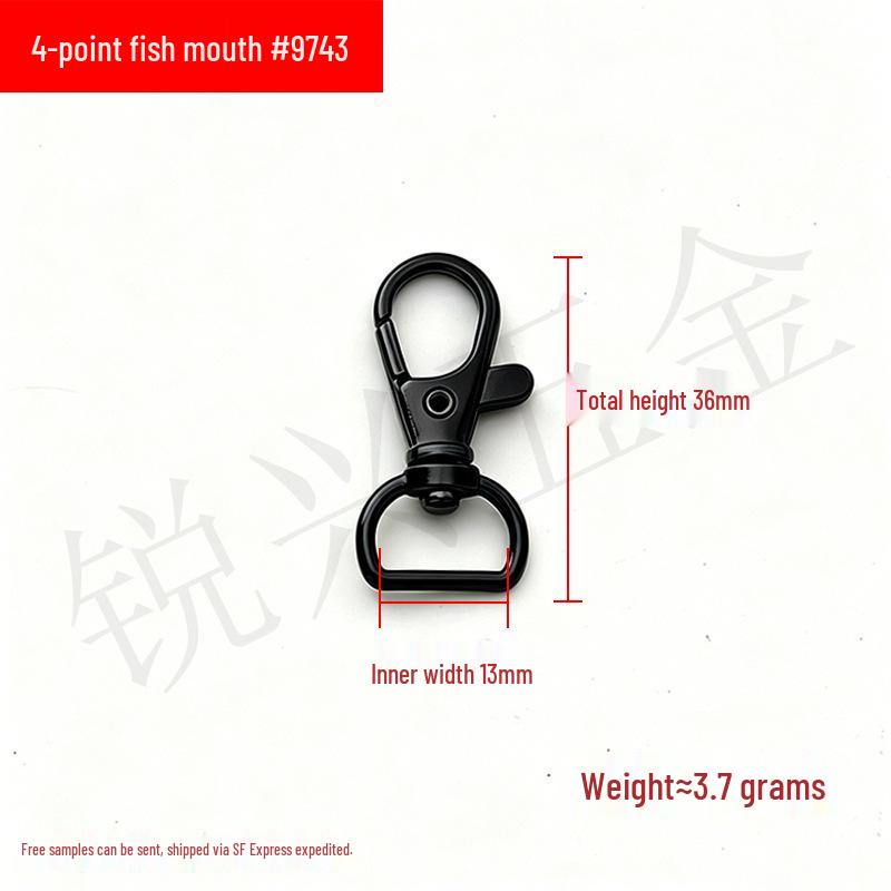 Zinc Alloy Fish Mouth Buckle for Dog Luggage, Shoulder Straps, Keychains, and Webbing.