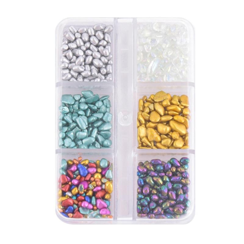 6-Grid Soft Pottery Rhinestone Boxed DIY Cobblestone Suit Nail Nail Jewelry Mixed