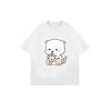 Oversized T-Shirt Black Cute Cat Drinking Bubble Tea Print Casual Everyday Wear