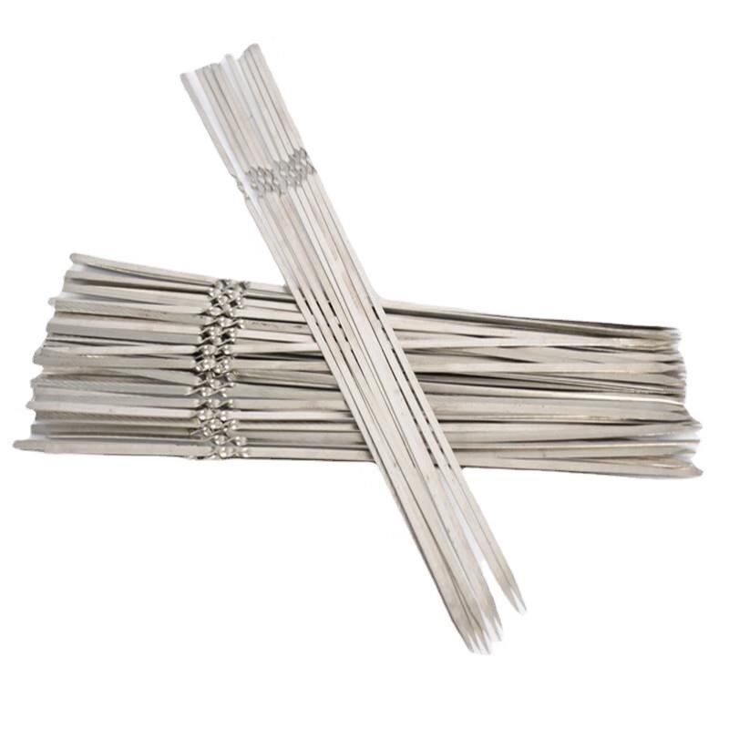

Yunkka Stainless Steel Flat BBQ Skewers (100-Pack) 3.4mm W x 0.9mm T x 33cm L