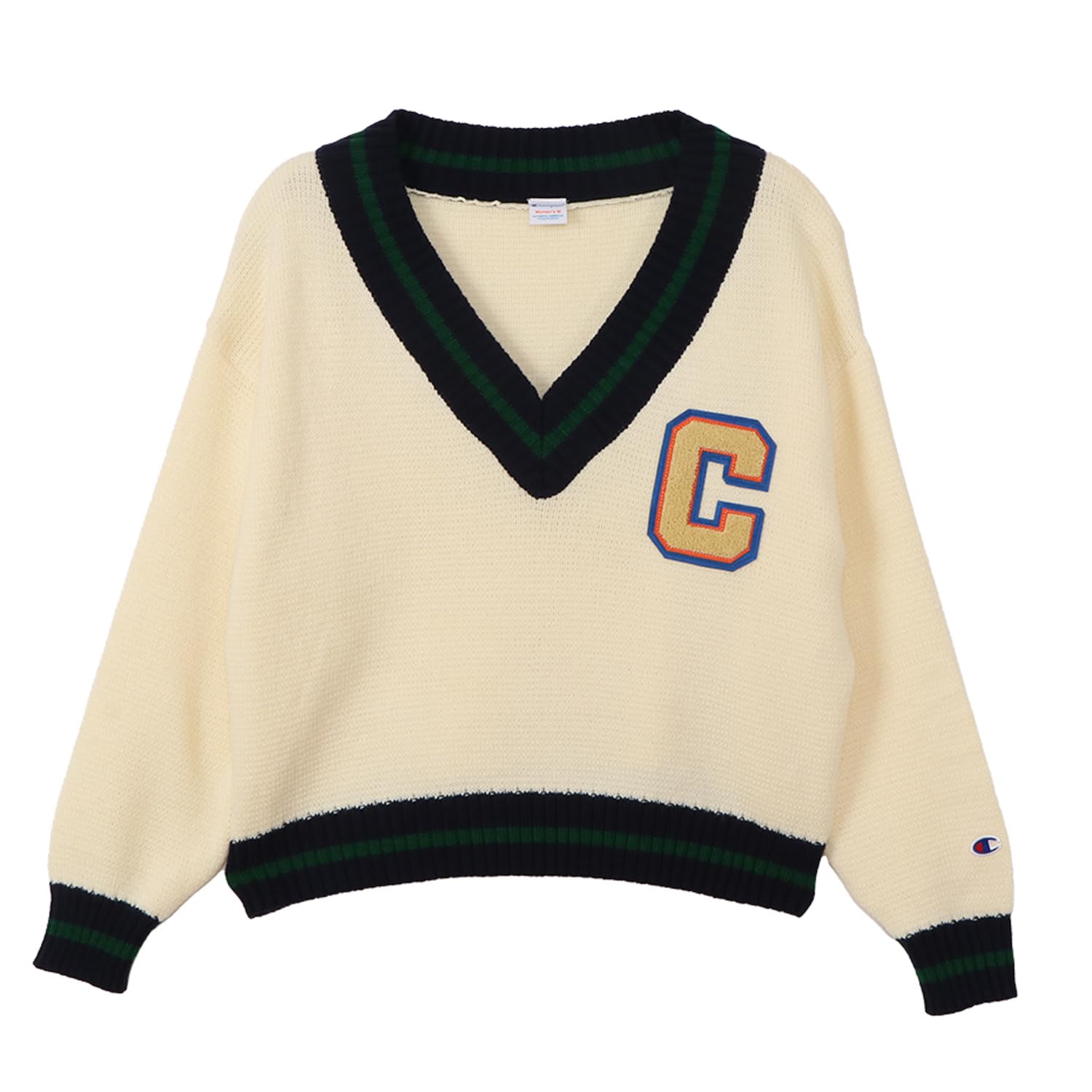 Женский повседневный вязаный свитер Champion с длинным рукавом, свободного кроя, с нашивкой Сагара, с V-образным вырезом (CW-A017-020-L)