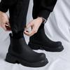 Men's Casual Party Prom Chelsea Boots Black Stylish Natural Leather Shoes Cowboy Platform Boot Spring Autumn Ankle Botas Hombre