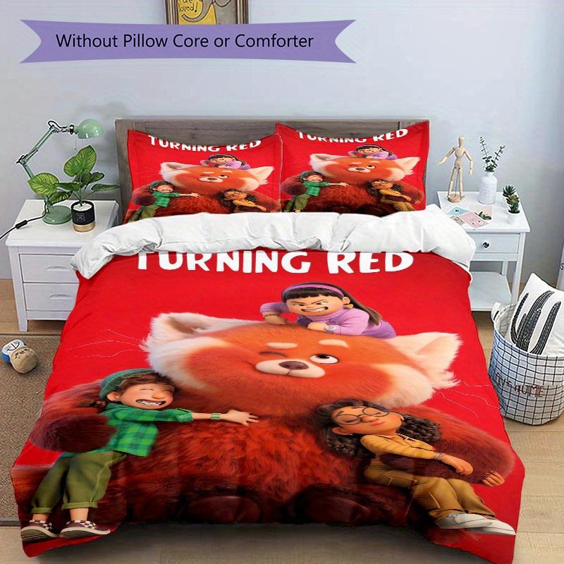 3pcs Turning Red Bedding Set Includes Quilt Cover and Pillowcases, Suitable for All Seasons Q094