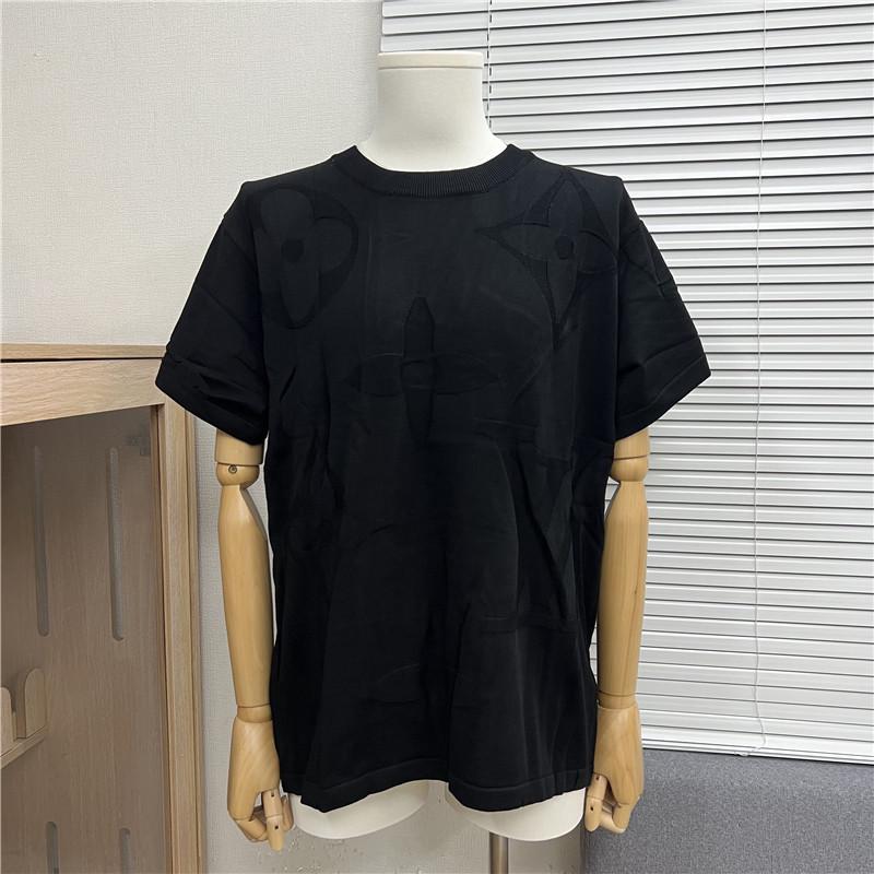 2025 Vår/Sommar Trendig Jacquardetikett Stickad Kortärmad Logotyp T-shirt