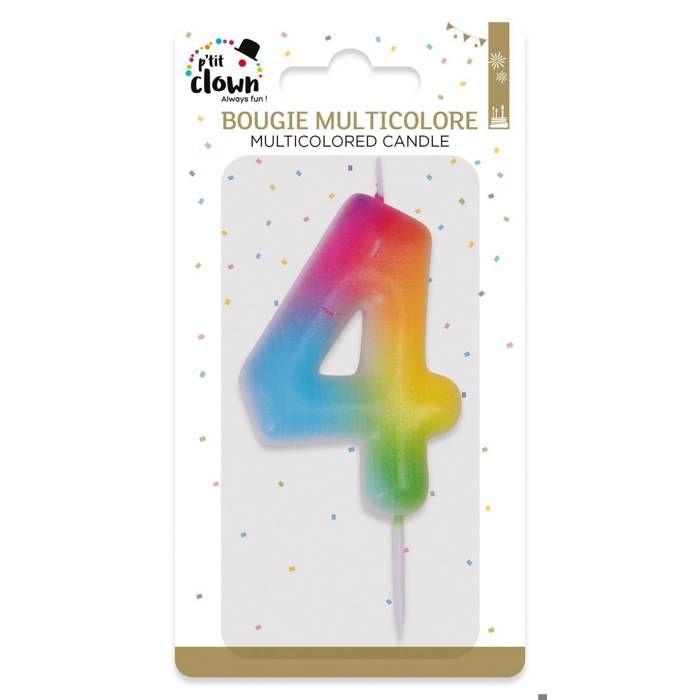 Bougie Anniversaire - PTIT CLOWN - Chiffre 4 - Multicolore