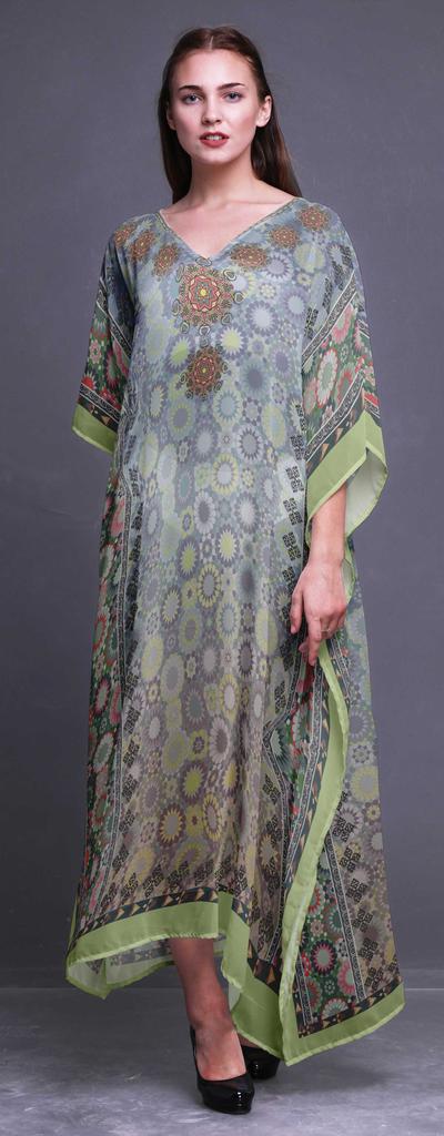 Phagun Damask & Mandala Ethnic Beach Kaftan Bikini Cover up Womena    s Maxi Dress Long