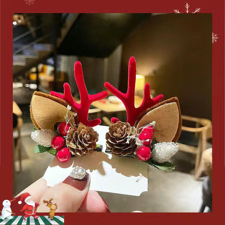 Barrette Serre-tête Bois de Faon Style Mori - Accessoire de Cheveux de Noël Mignon d'Inspiration Féerique pour Femmes