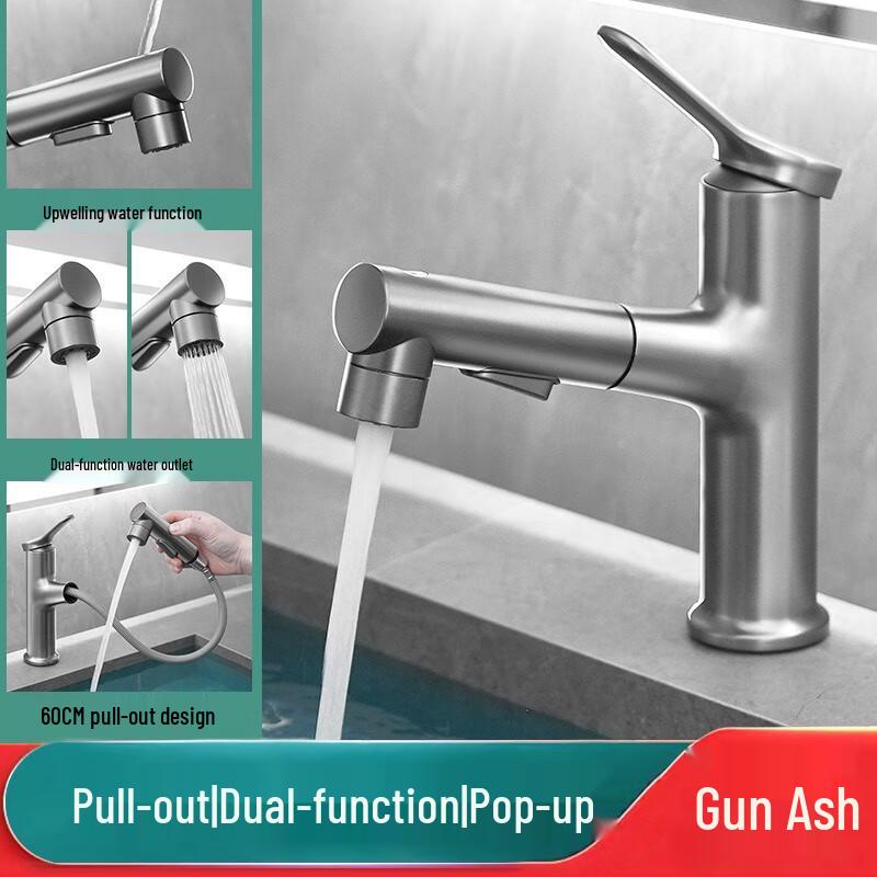 TLXT Gunmetal Grey Pull-Out Basin Faucet