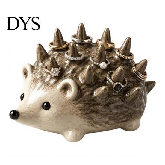 Mini Ring Stand for Bathroom Hedgehog Holder, Cute Resin Jewelry Organizer Rings, Waterproof Animal Niche Accessory Storage Vanity Dresser Bathroom,