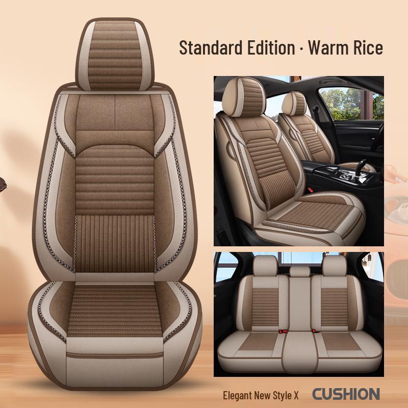 Thickened Linen Car Seat Cushion Cover for Summer