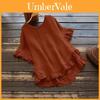 Blusa de Talla Grande para Mujer con Pliegues Volantes y Mangas Acampanadas en Tejido de Seda Helada para Uso Casual